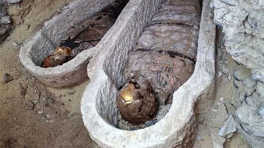 Gold-covered mummies discovered in Roman-era tomb