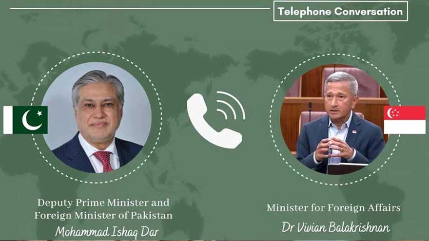 Ishaq Dar discusses regional peace with Singapore counterpart